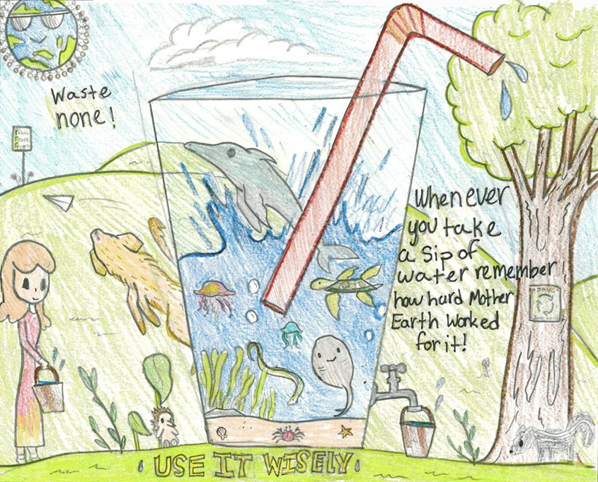 Winning artwork from Cora Edwards, "When You Take A Sip Of Water." Photo: City of Escondido Escondido Student Poster Contest